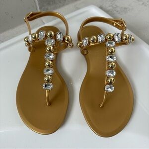 Stuart Weitzman Goldie Crystal Jelly Sandal Size 4